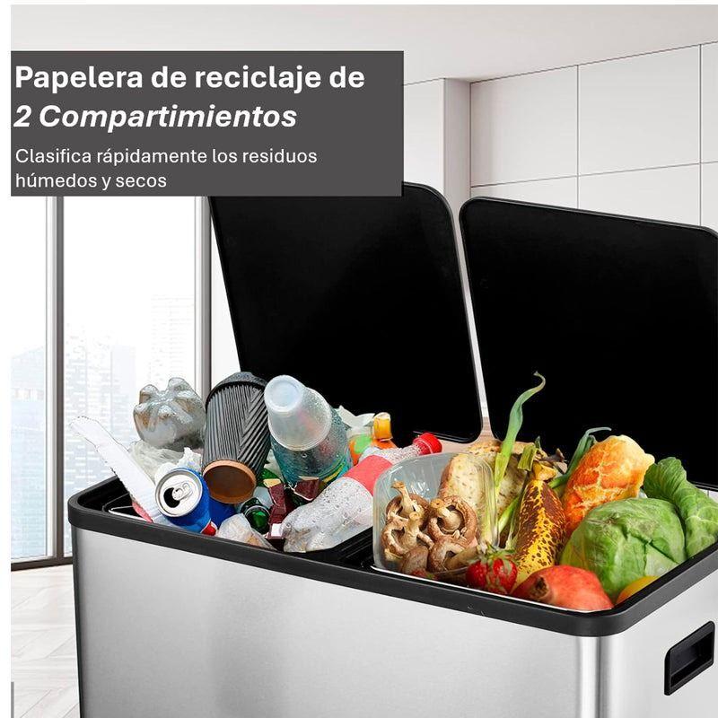 Contenedor De Basura DOBLE DE Acero Inoxidable 46litroS Basurero GIGANTE DE Hogar WakesHome-4