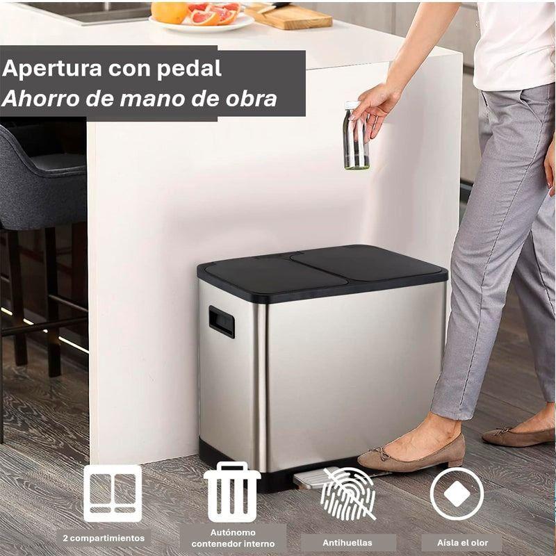 Contenedor De Basura DOBLE DE Acero Inoxidable 46litroS Basurero GIGANTE DE Hogar WakesHome-7