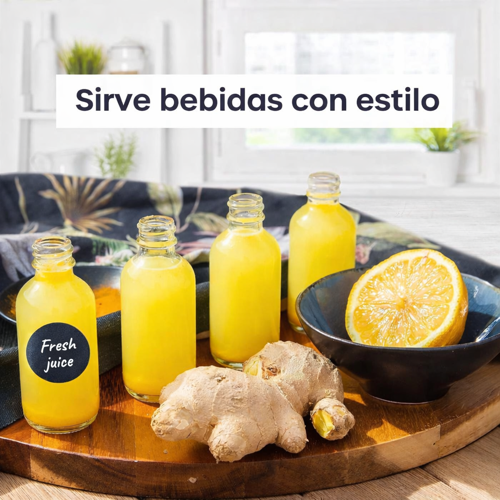 24 Botellas De Vidrio 60ml Para Shots De Jengibre +etiquetas-6