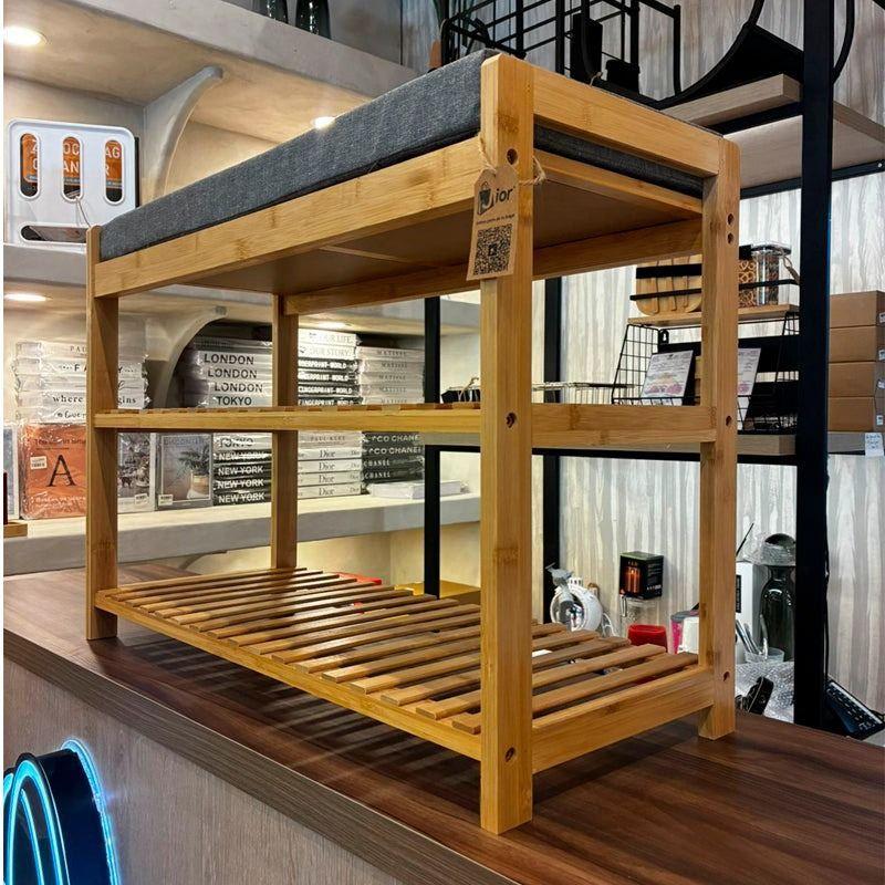 Banco Zapatero Organizador De Zapatos Bambú De 3 Niveles-4