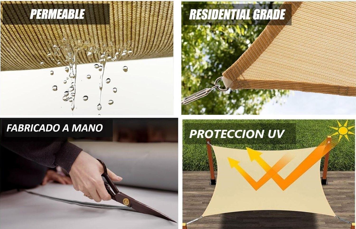 Lona Sombreadora Toldo Vela Permeable + Kit De Anclaje Jior 3x4mts-7