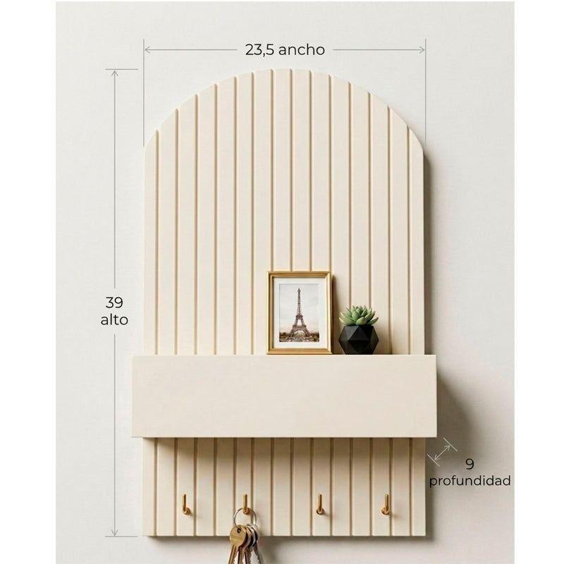 Perchero Madera Porta Llave Pared Con 4 Ganchos Estante-5