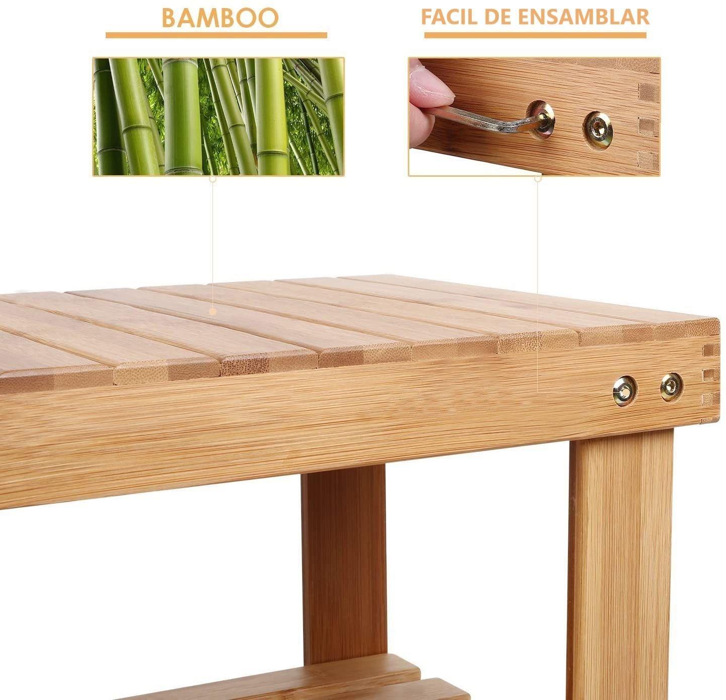 Zapatero De Bambu Banco Organizador De Zapatos Tabuerete Banco De Bambu-3
