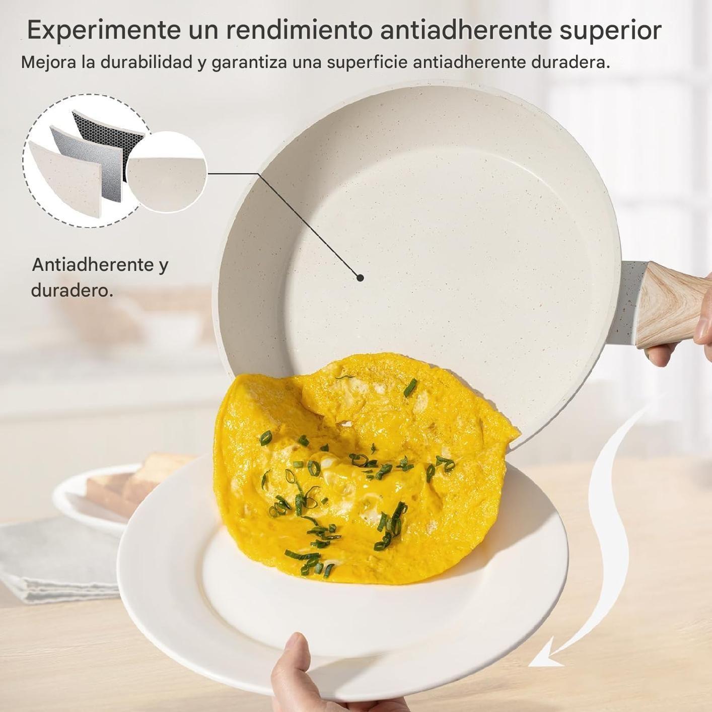Bateria Cocina 9 Piezas Antiadherente Ceramic Profesional Ollas blanco-4