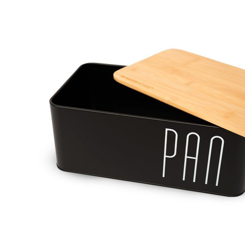 Caja De Pan Plana Cubo De Metal Para Almacenamiento De Alim Negro | Cuadrada-2