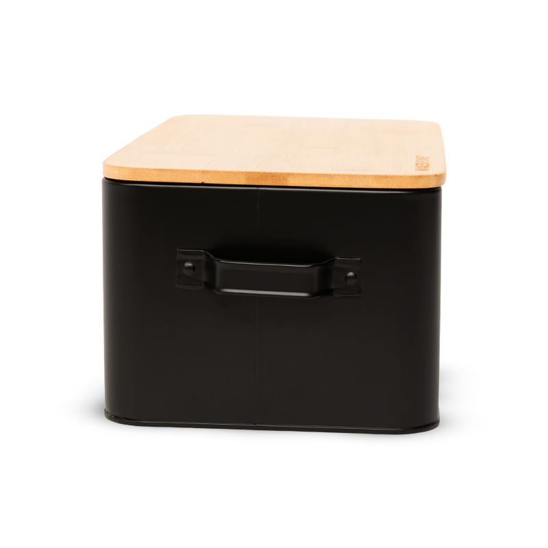 Caja De Pan Plana Cubo De Metal Para Almacenamiento De Alim Negro | Cuadrada-3