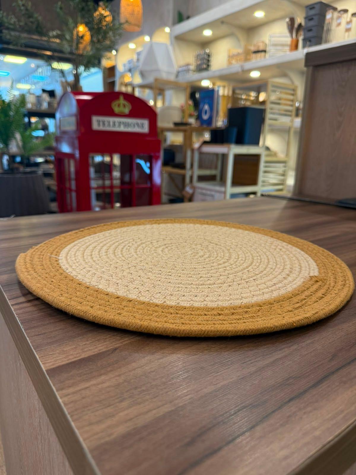 Individual De Mesa Trenzado Mantel Redondo De Algodon 38cm-3