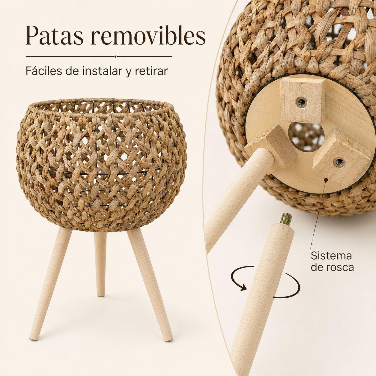 Macetero Alto De Yute Para Plantas Porta Macetas De Ratan-3