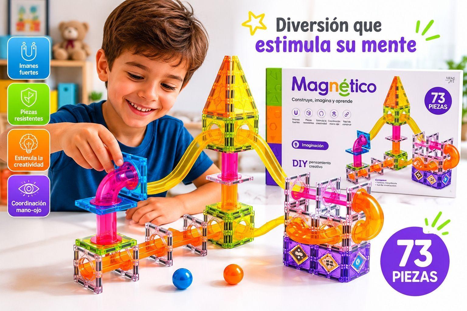 Juego Bloques Magneticos Construccion 73 Piezas Tobogan-4