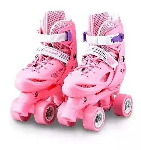 Patines 4 Ruedas Ajustable Para Niña Rosados Patines Roller Talla M-0