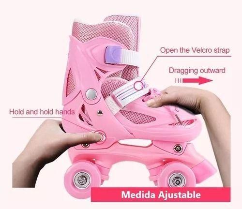 Patines 4 Ruedas Ajustable Para Niña Rosados Patines Roller Talla M-1