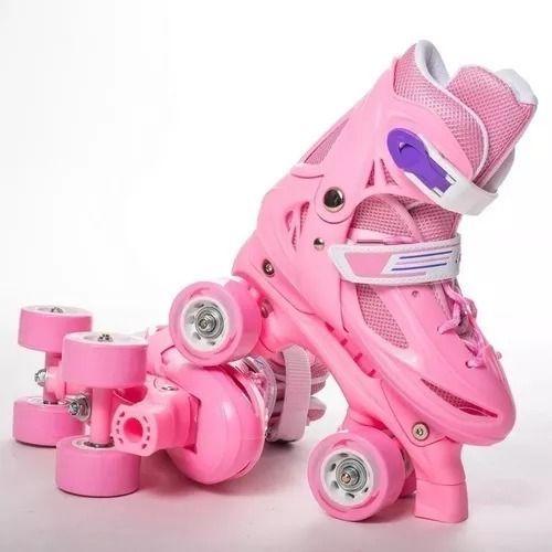Patines 4 Ruedas Ajustable Para Niña Rosados Patines Roller Talla M-2