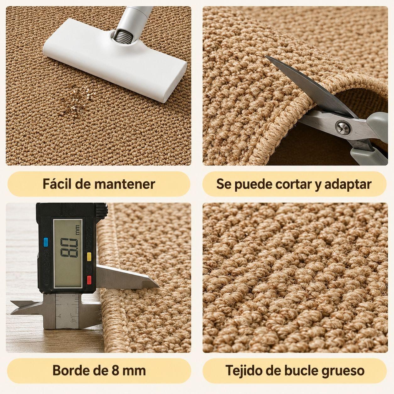 Alfombra Estilo Yute Tejida Para Living Resistente Mascotas-5