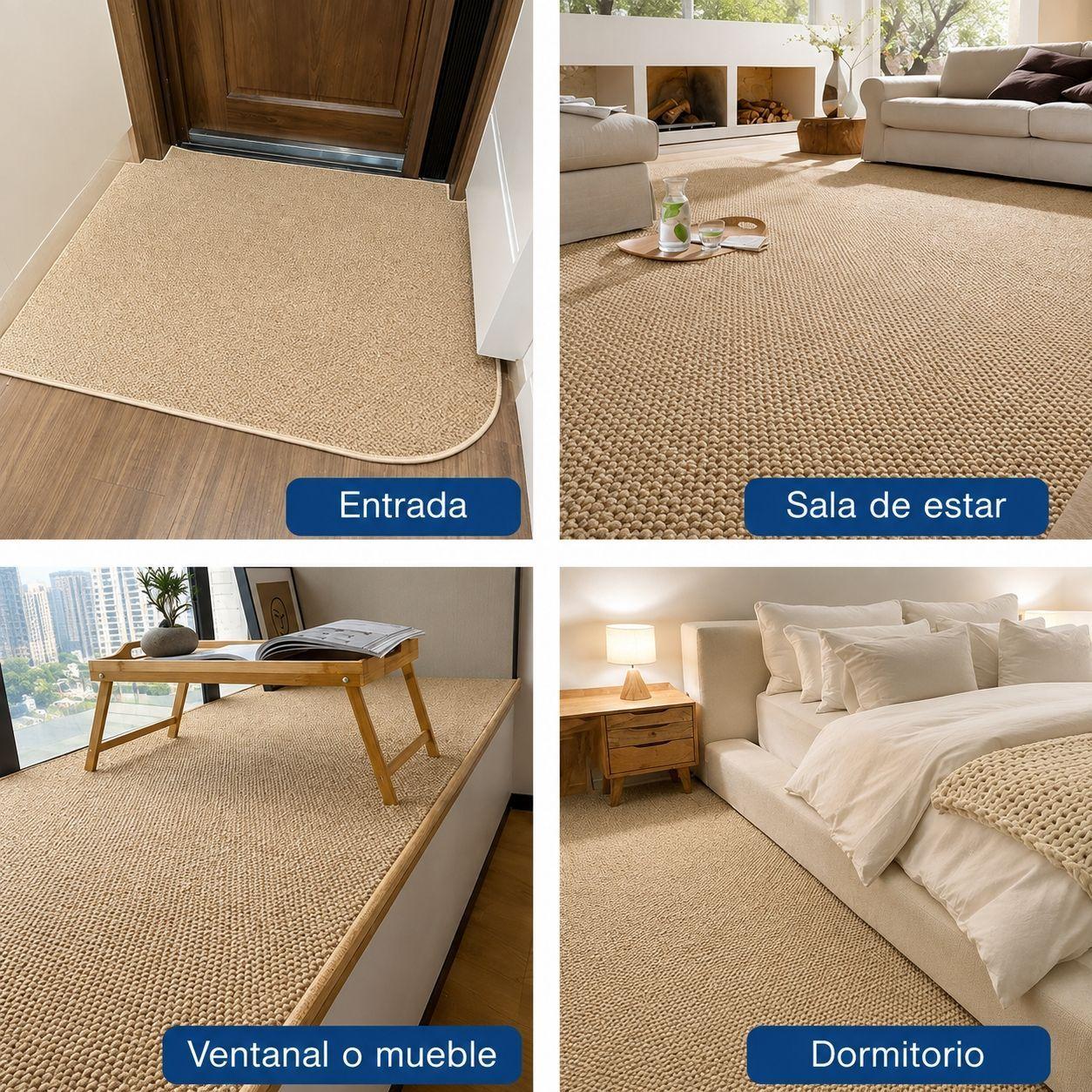 Alfombra Estilo Yute Tejida Para Living Resistente Mascotas-6