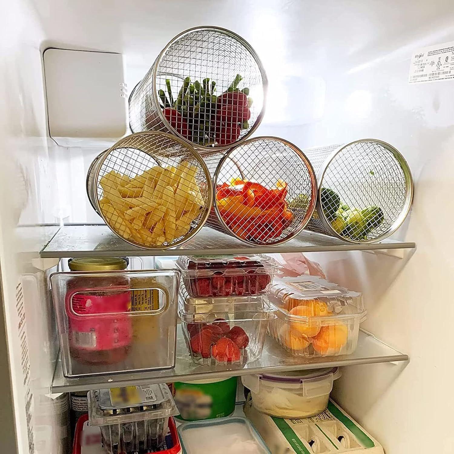 Parrilla Cilíndrica De Acero Inoxidable Cesta Asado Barbacoa 30x9cm-5