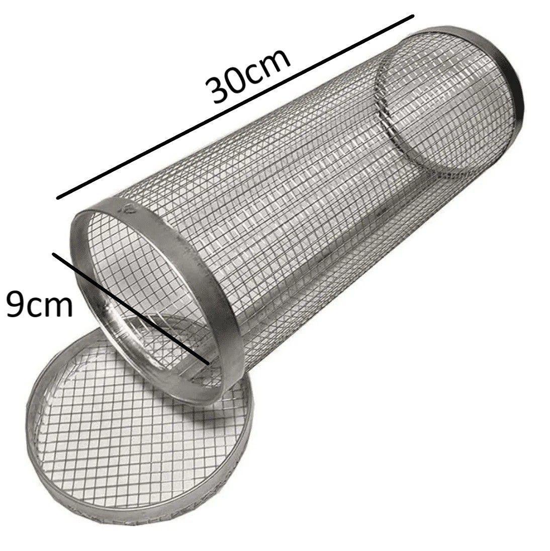 Parrilla Cilíndrica De Acero Inoxidable Cesta Asado Barbacoa 30x9cm-7
