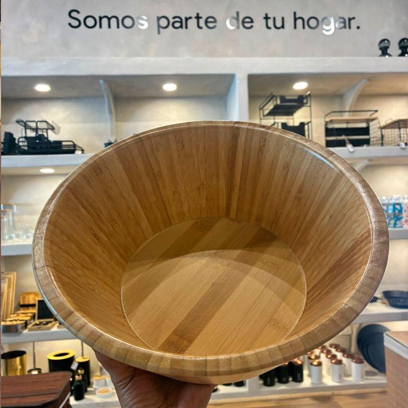 Bowl Cuenco Ensaladera De Madera Bambú Plato Ensalada 27cm WakesHome-4