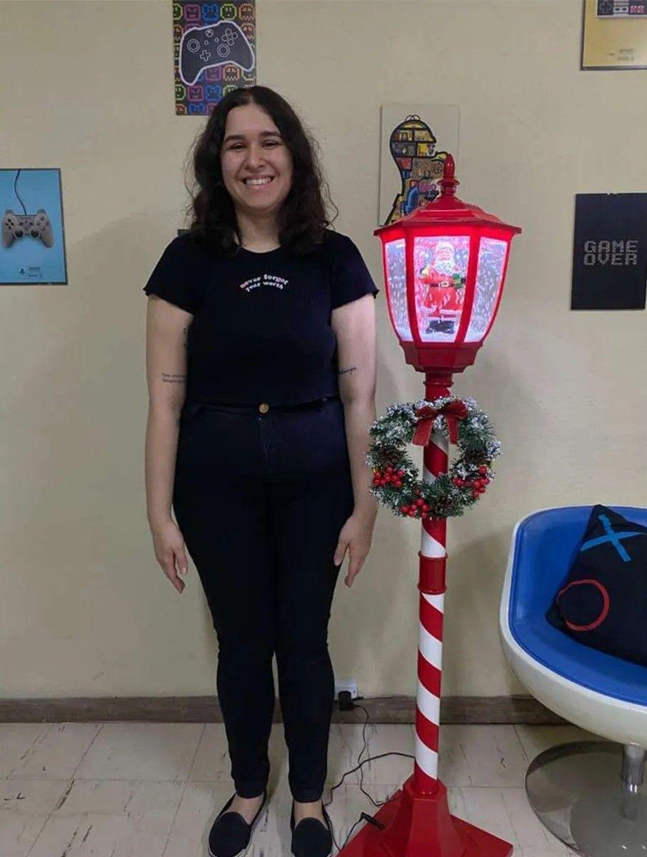 Farol De Navidad Santa Con Bastón De Caramelo Y Guirnalda-7