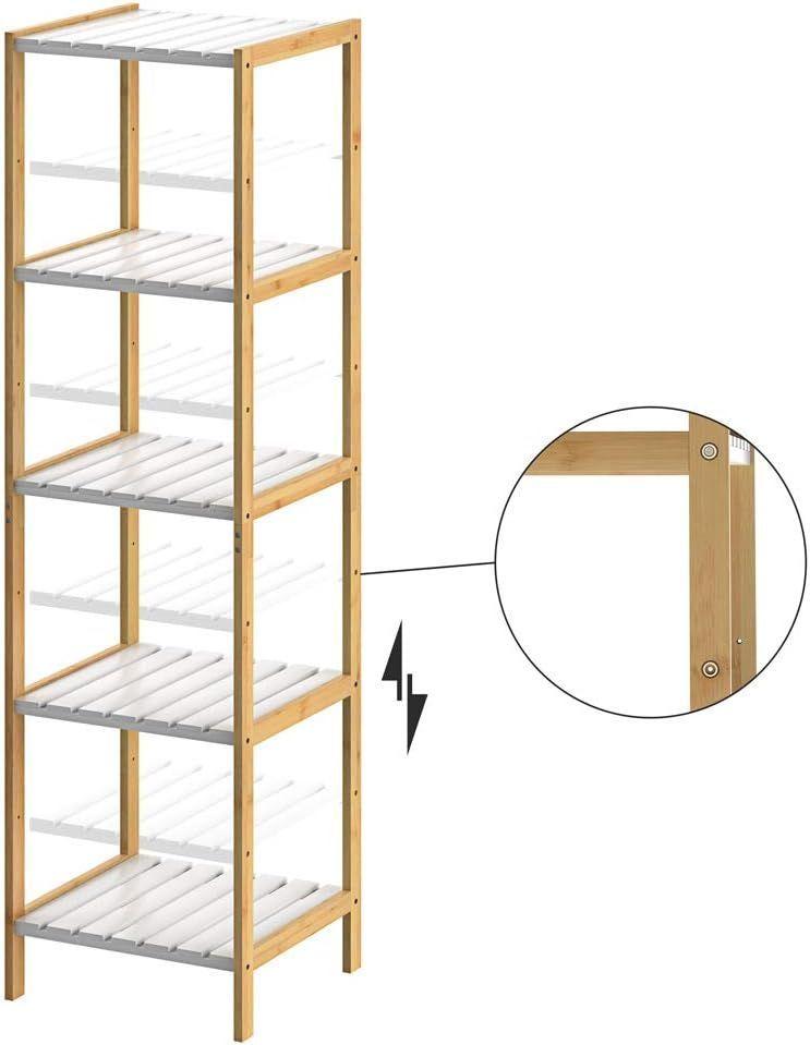 Estante Organizador De Bambu Mueble De Lujo Para Cocina Baño 5 Niveles | Alto 140cm-5