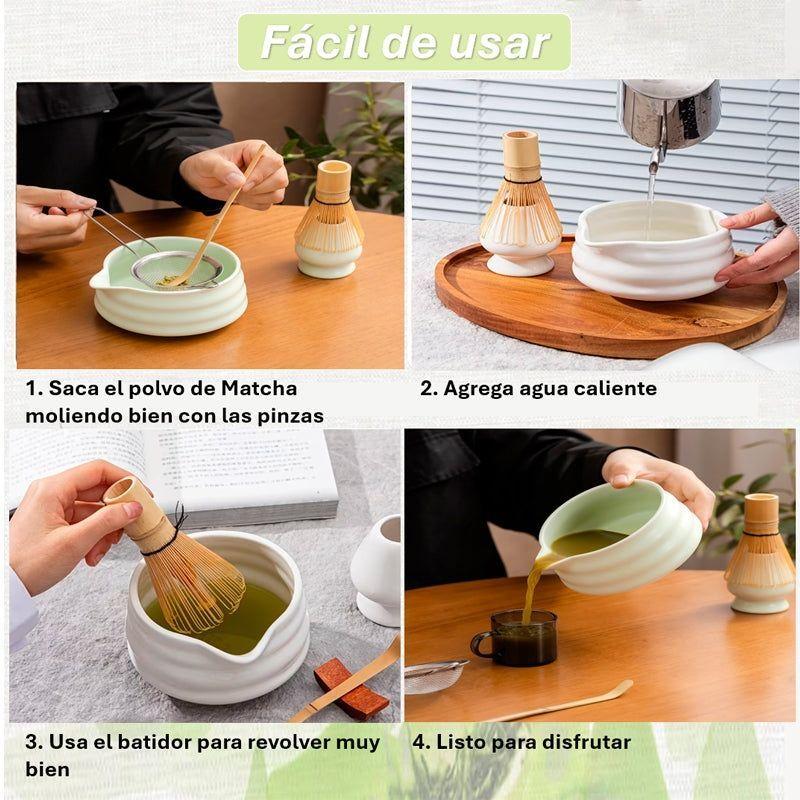 Juego De Té Matcha Japonés Set De Batidor Tazón Herramientas-2