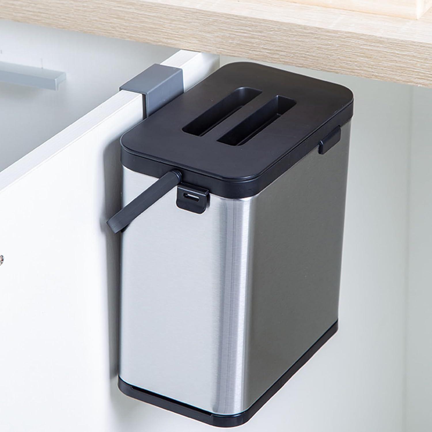 Cubo De Basura Colgante Tapa Para Armario Cocina Dormitorio-4