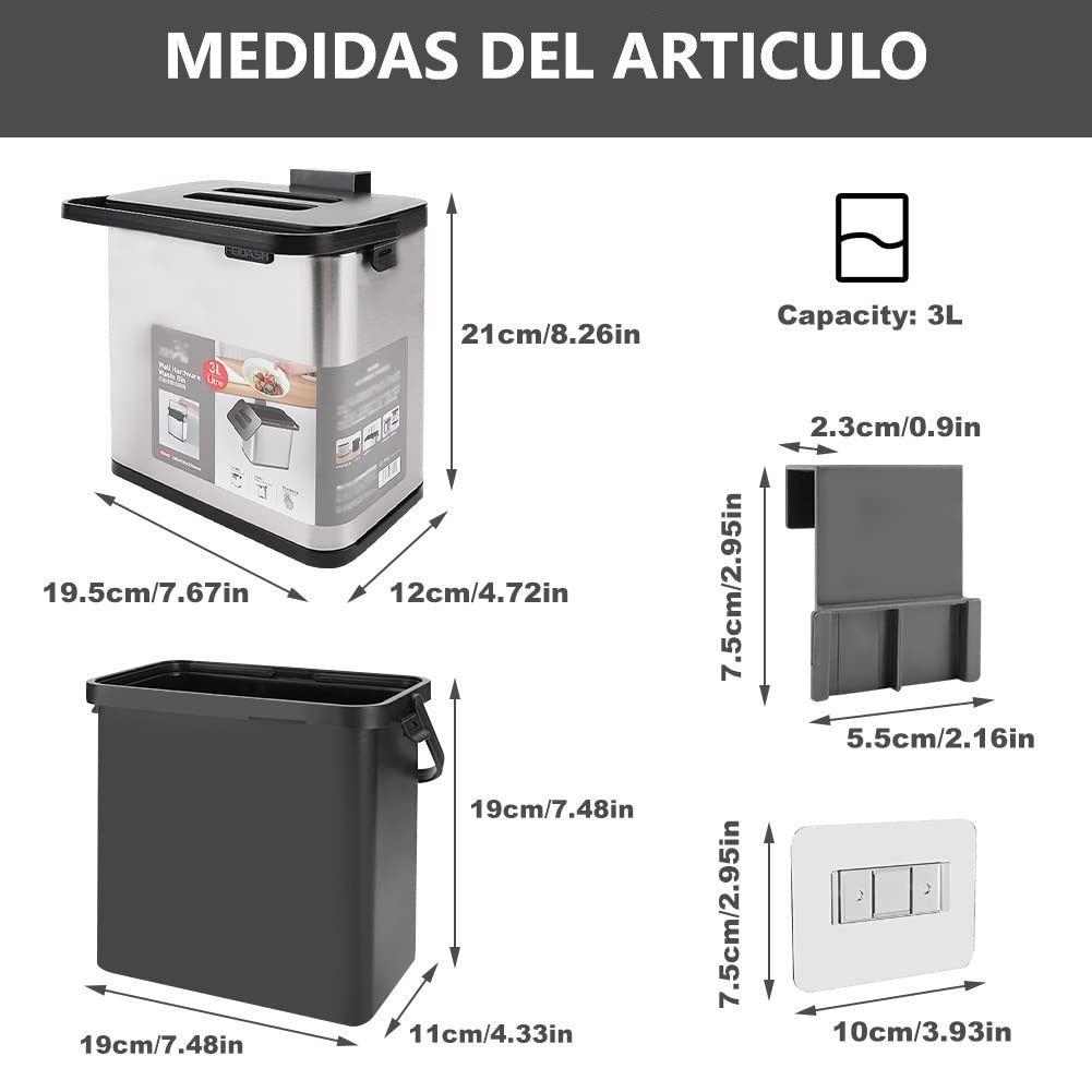 Cubo De Basura Colgante Tapa Para Armario Cocina Dormitorio-7