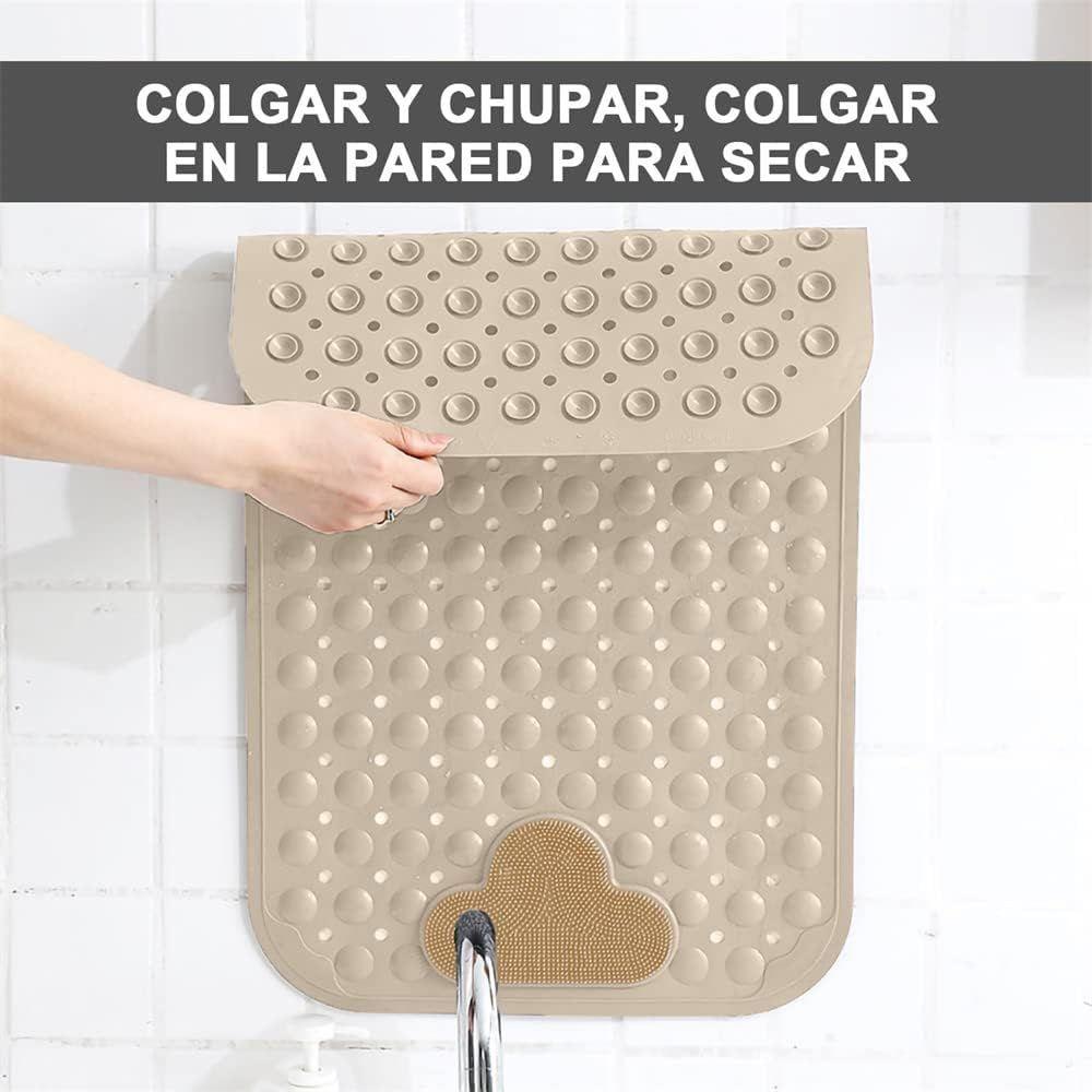 Piso De Goma Antideslizante Tina Ducha Alfombra de Bañera con Cepillo-5
