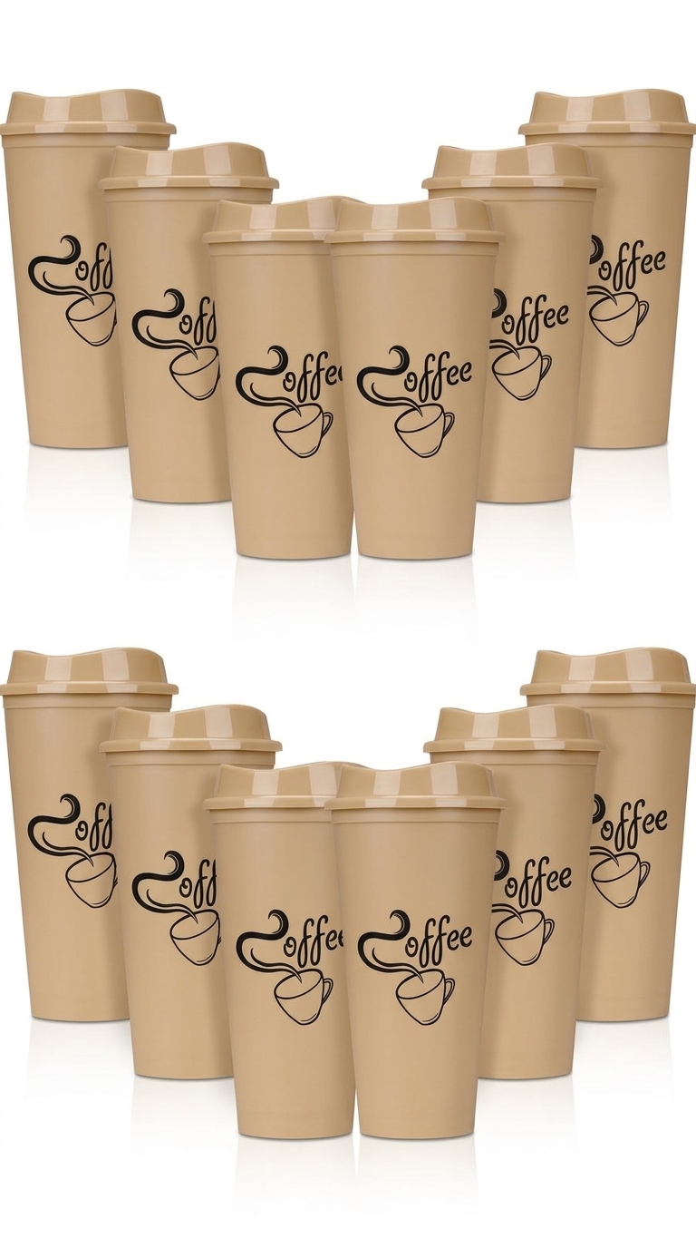 12 Vasos Plasticos De Viaje Para Mug De Caf 25oz-0