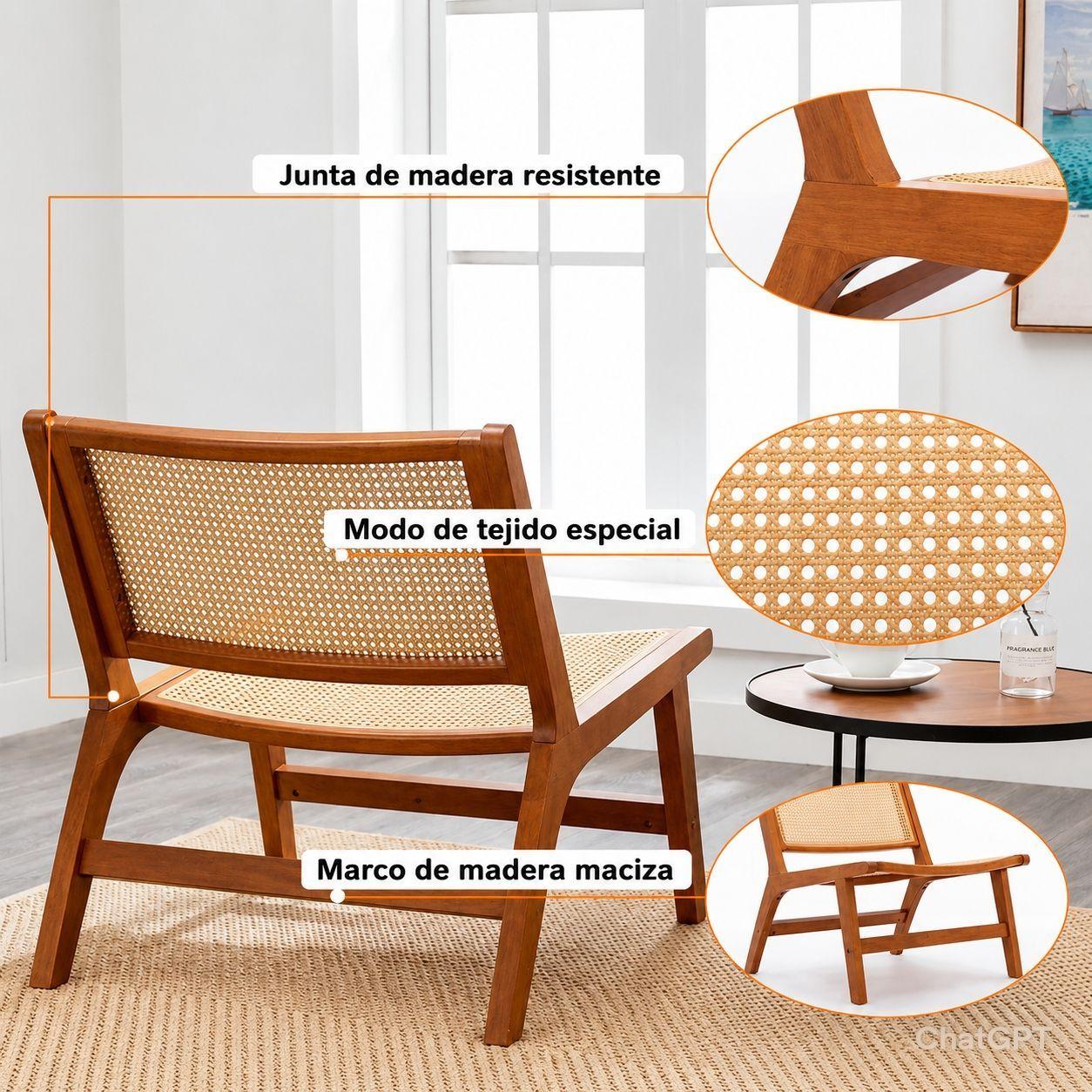 Silla Reclinable Madera Rat n Sint tico Interiores Exteriore-5