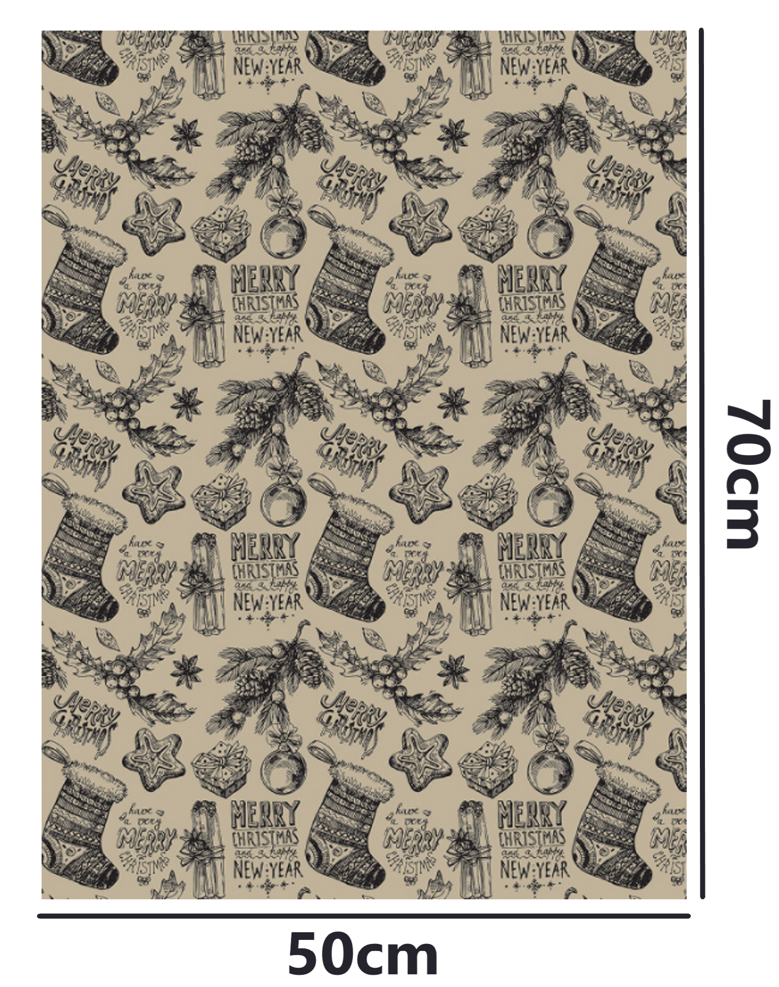 10 Papel De Regalo Para Navidad Pliego 50x70cm Kraft Marrón-5