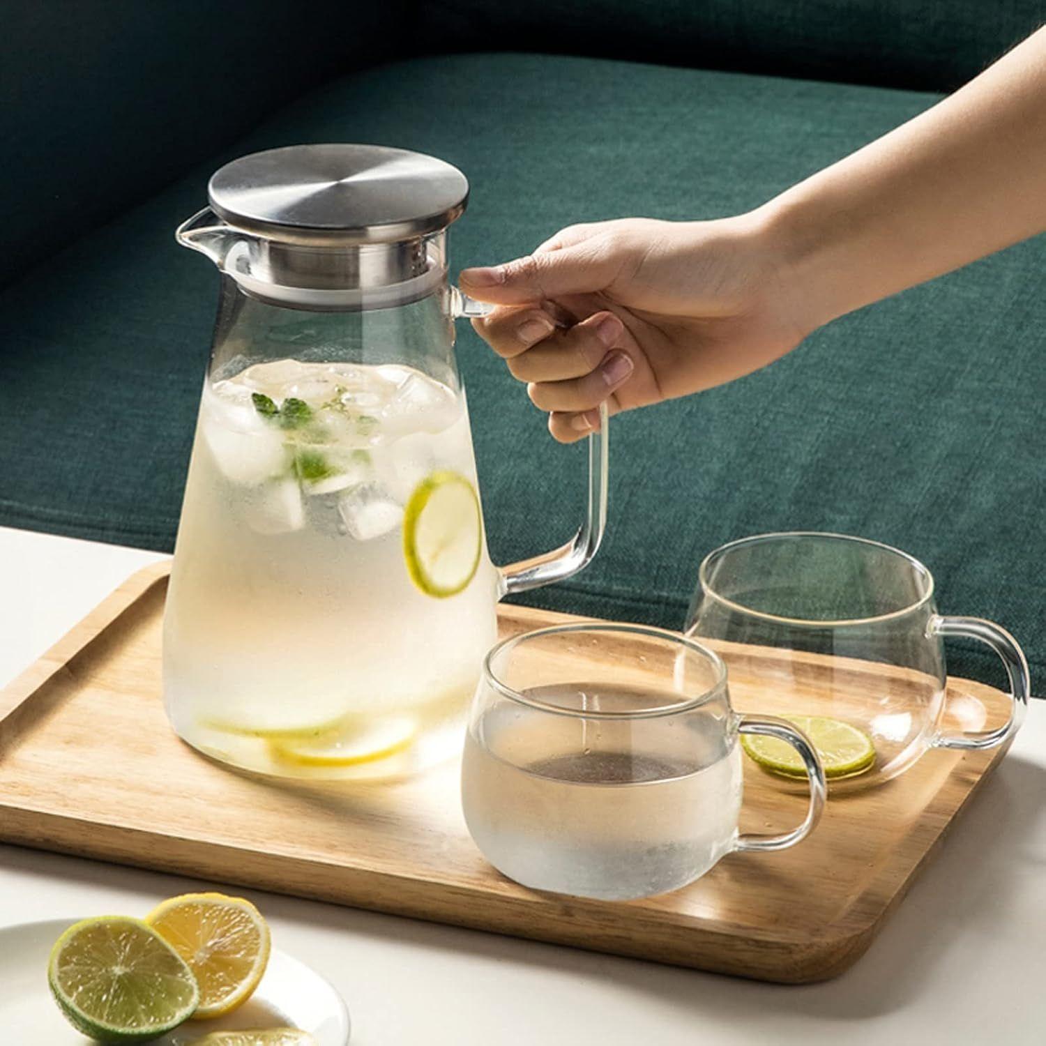 Jarra De Agua Jugo De T Helado De Vidrio Con Tapa 1 6 Litro-4