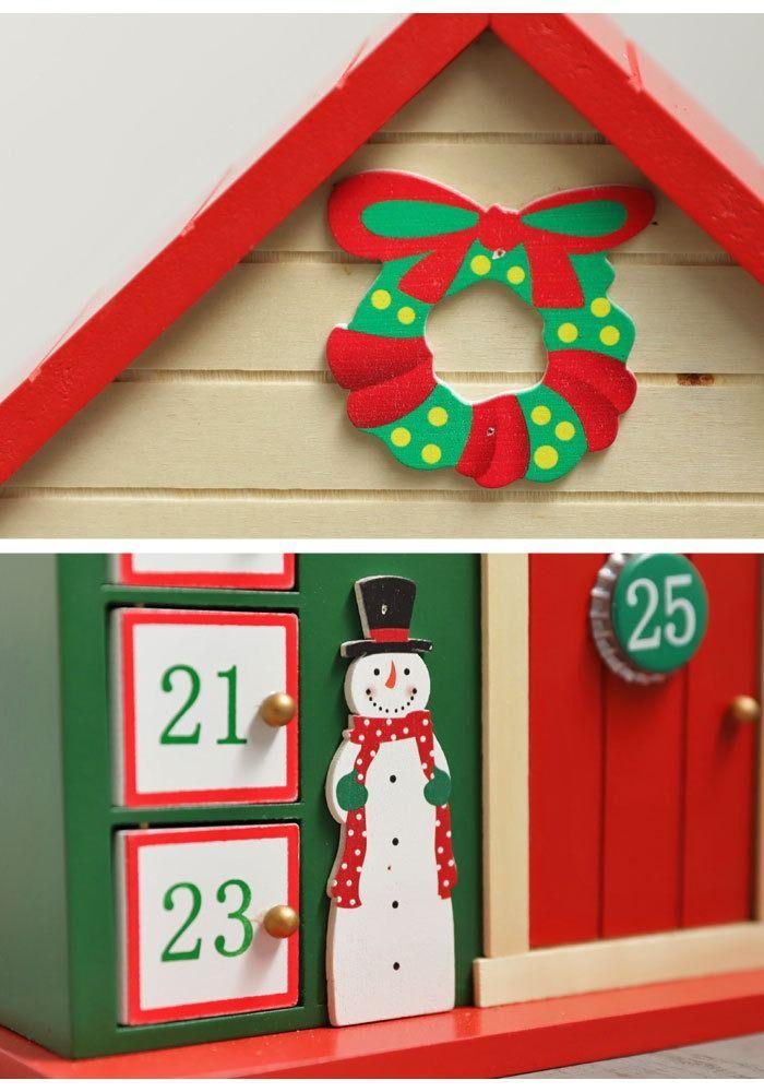 Casa Calendario De Adviento De Madera Decoración De Navidad-2