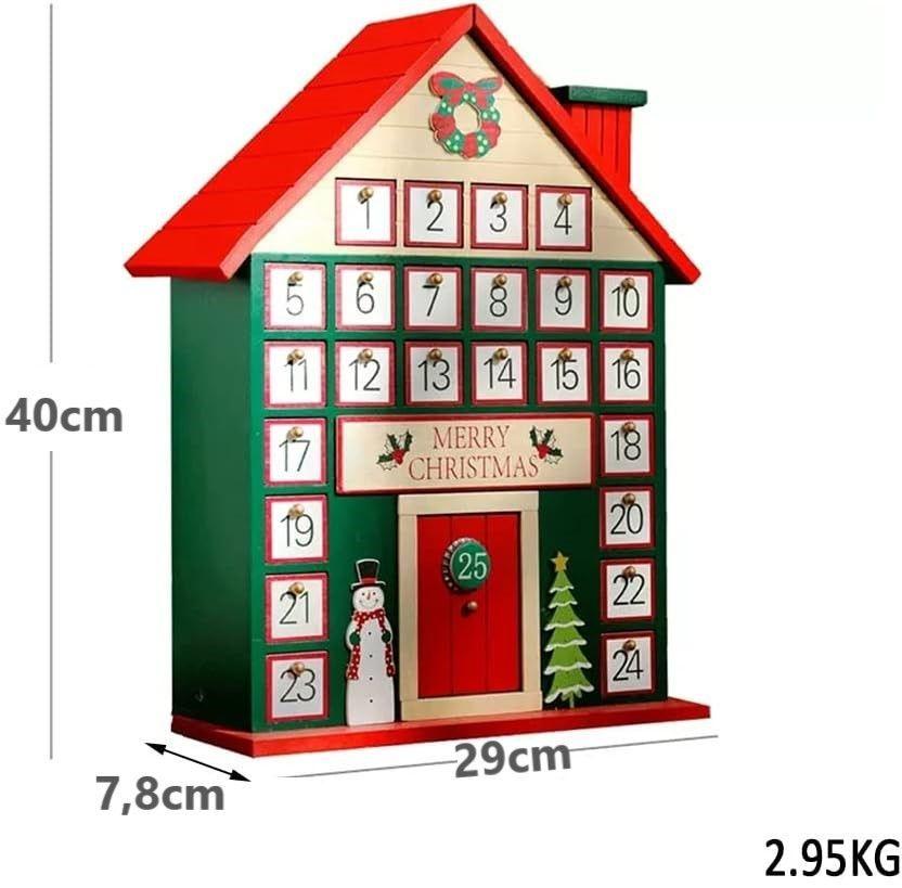 Casa Calendario De Adviento De Madera Decoración De Navidad-7
