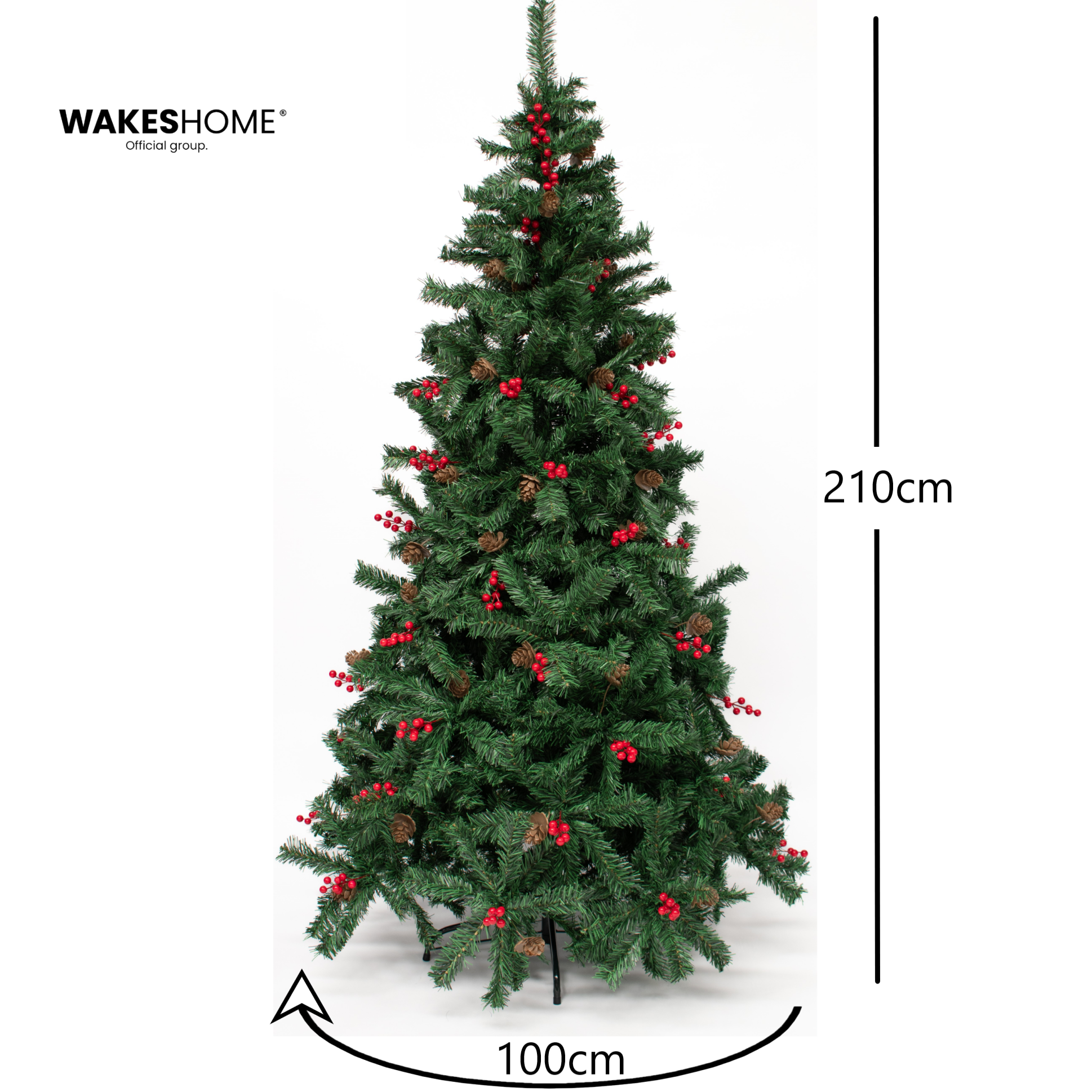 Adorno Árbol Navidad Con Guindas Piñas Decorado Pascua 2.10m-4