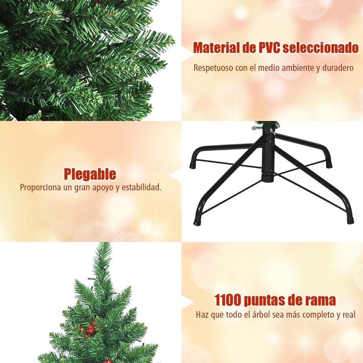 Adorno Árbol Navidad Con Guindas Piñas Decorado Pascua 2.10m-6
