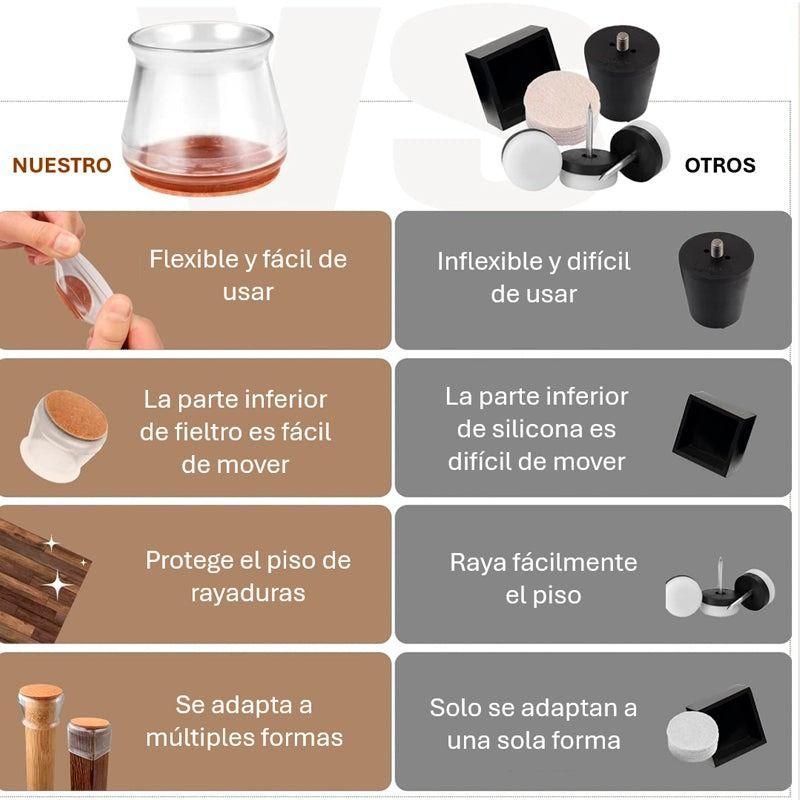 Pack 16 Protector de Silicon para Silla Almohadillas de Fieltro para Patas de Mueble WakesHome-4
