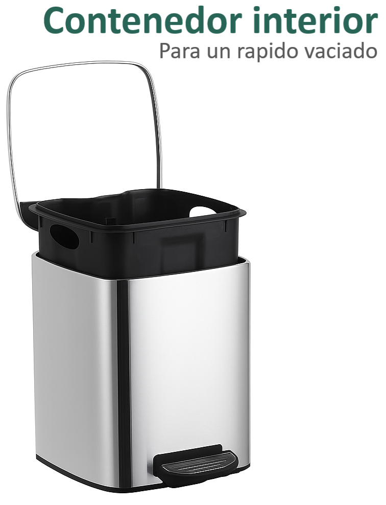 Cubo De Basura De Acero Inoxidable 5 Litros Basurero Hogar Plateado-3