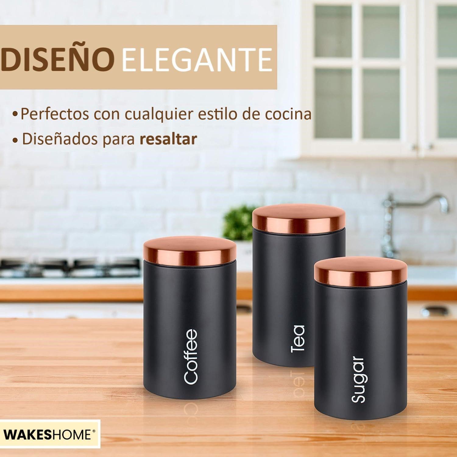 Frasco Organizador De Azucar, Sal, Café Ó Té 3 Contenedores Hermético Con Tapa Para Cocina-5