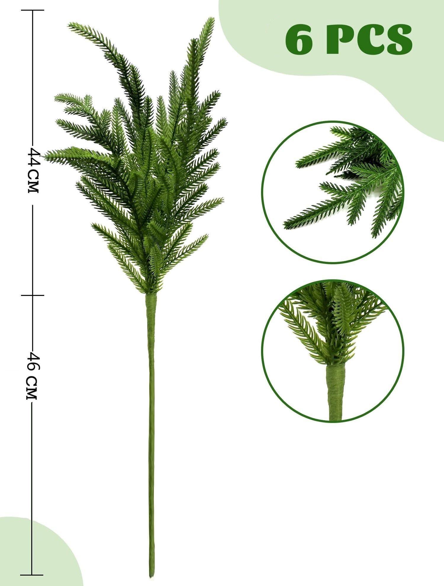 6 Ramas Artificiales De Norfolk Para Decoración Navideñas Pack 6 Piezas-2