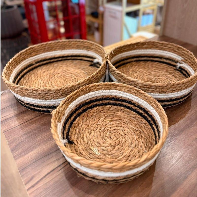 Set De 3 Canastos Organizadores De Hogar De Fibra Natural-4