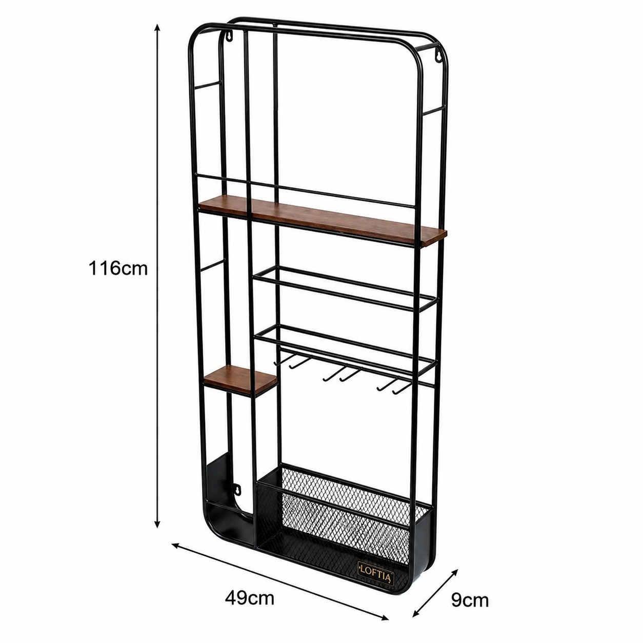Estante Botellero De Pared Con Soporte Para Copas Rack Vino-2