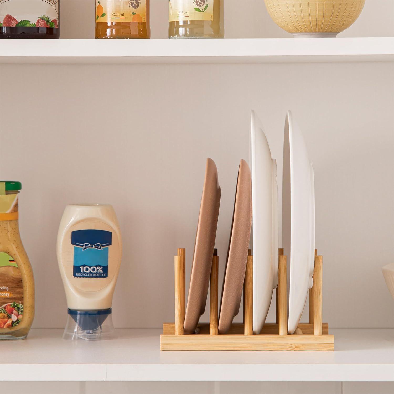 Soporte Para Platos Y Tapas De Madera Organizador De Cocina 1256-2