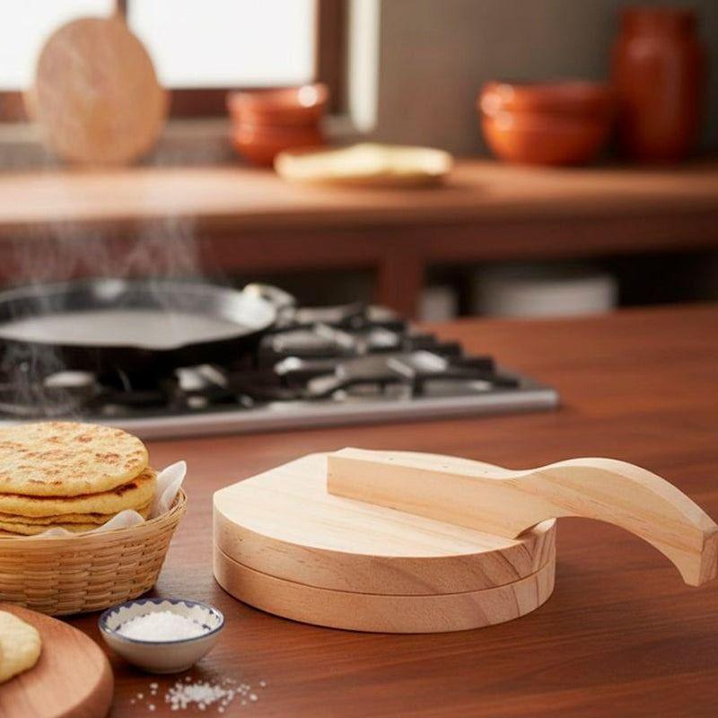 Prensa Para Tortillas Patacones Masa Cocina Tacos Madera-6