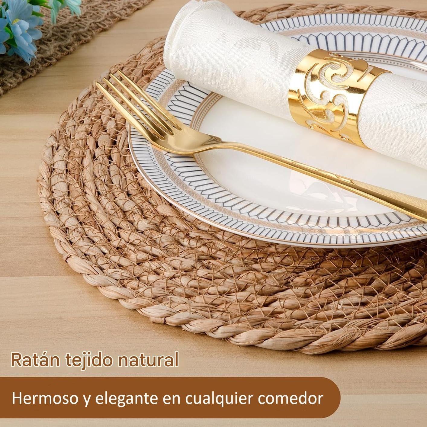 Individuales De Mesa Tejidos A Mano Manteles De Yute 38cm-3