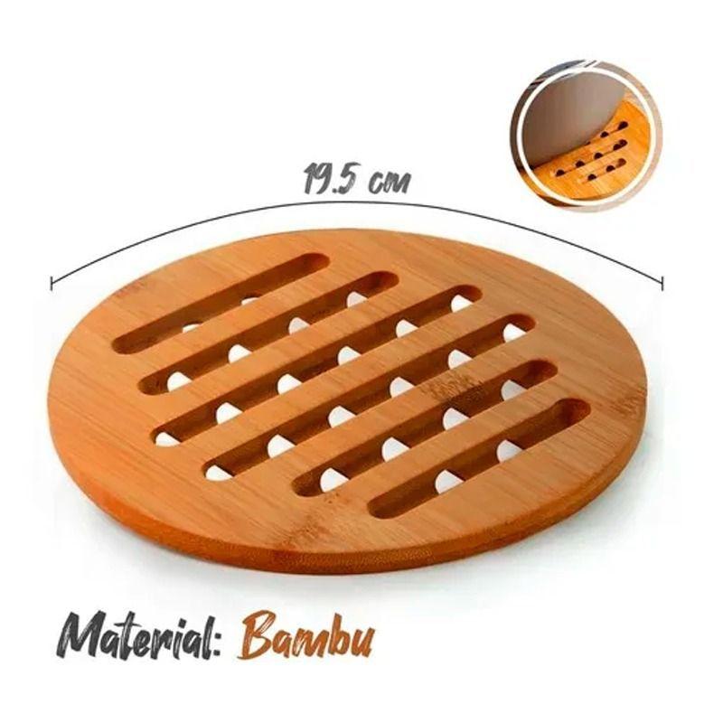 Soporte Almohadilla Redonda De Bambú Para Ollas Calientes 19x19cm-6