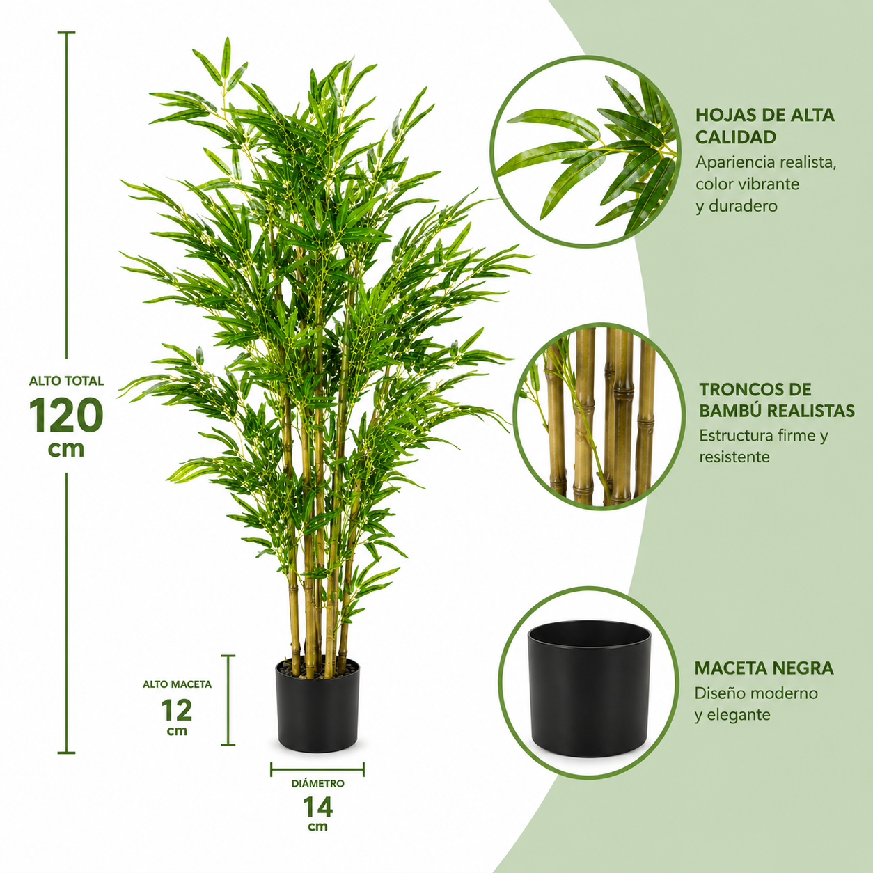 Planta Artificial De Bamb 120cm Arbusto Real De Decoracion-5