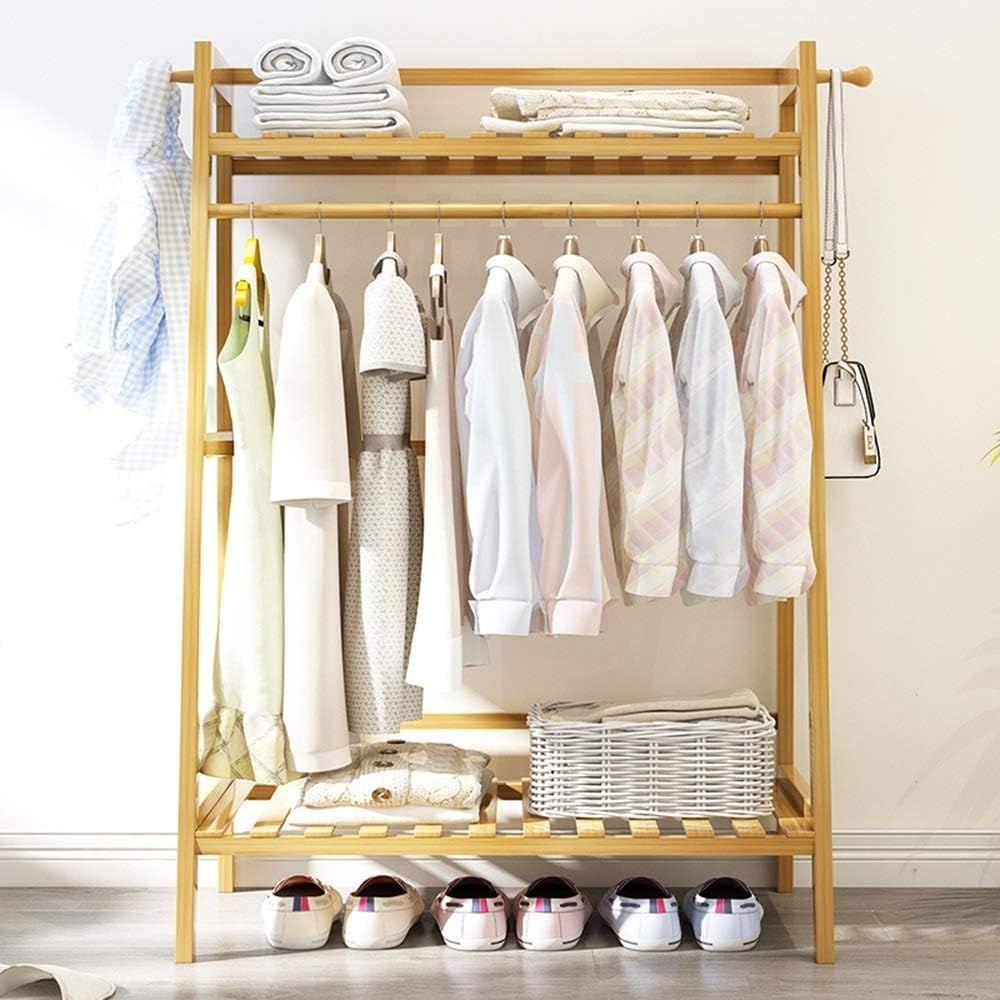 Perchero Organizador De Madera Colgador De Ropa De Bambú WakesHome-2