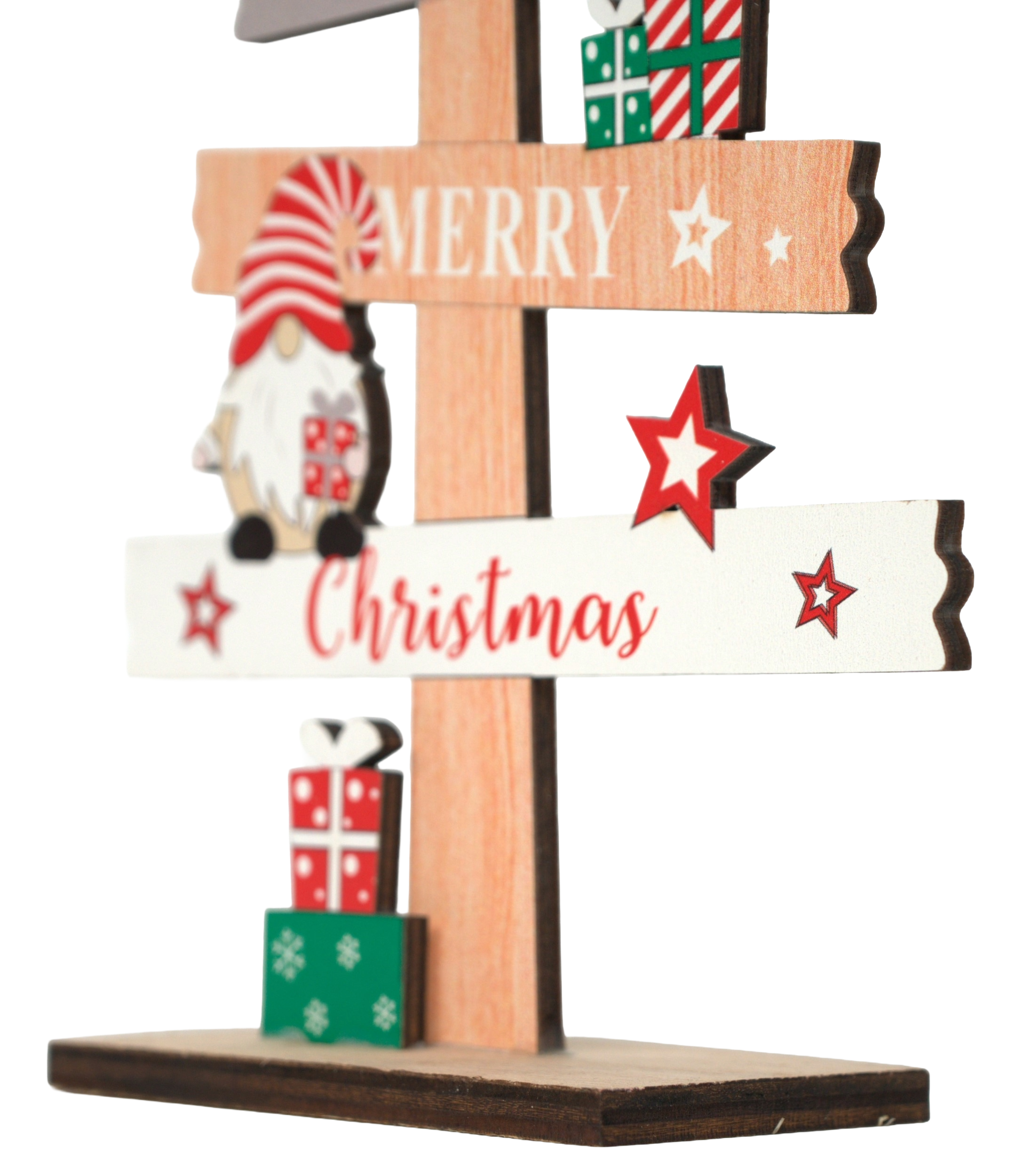 Adorno De Navidad Arbolito De Madera Con Nomo 30*10cm Madera-2