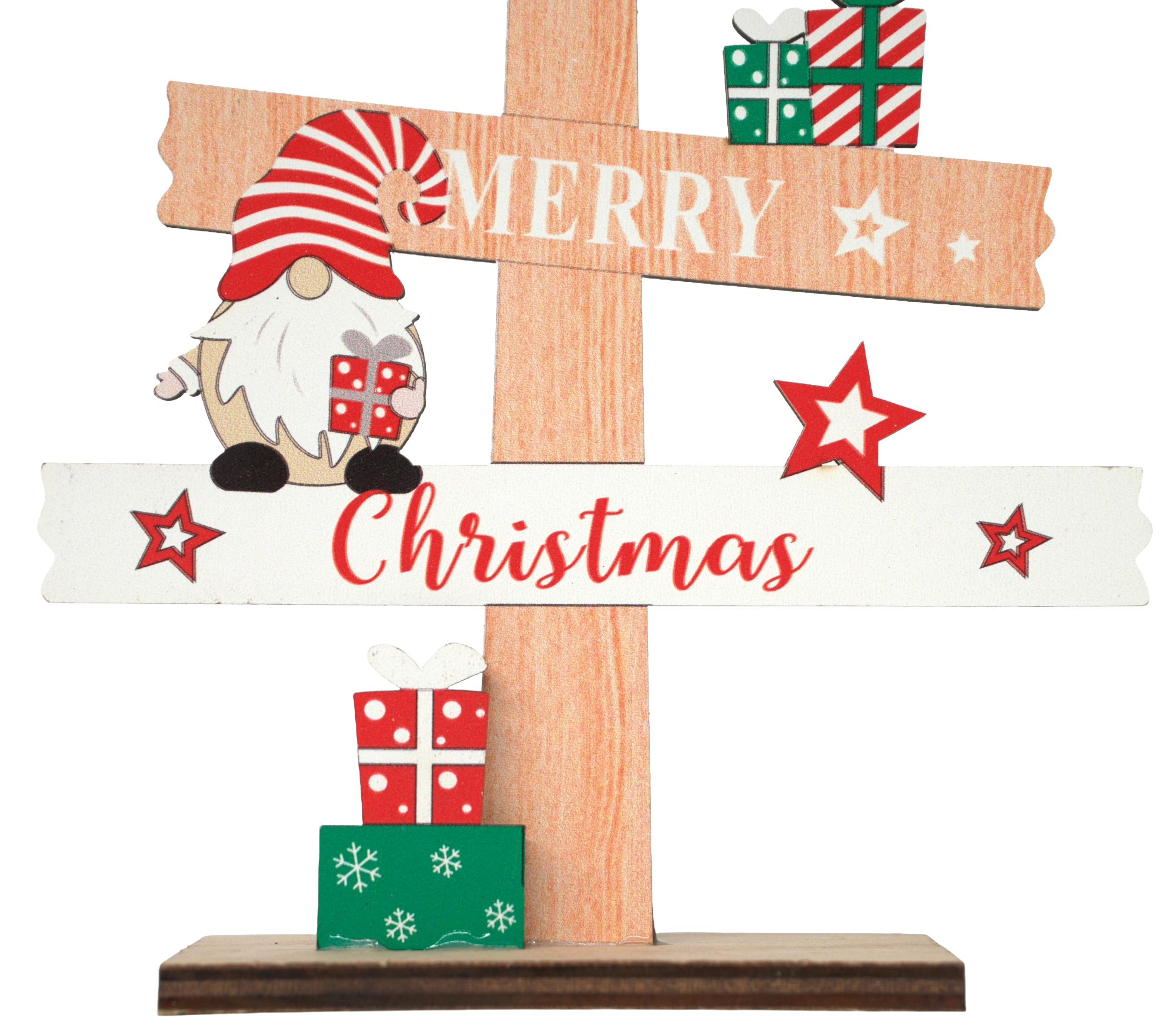 Adorno De Navidad Arbolito De Madera Con Nomo 30*10cm Madera-3