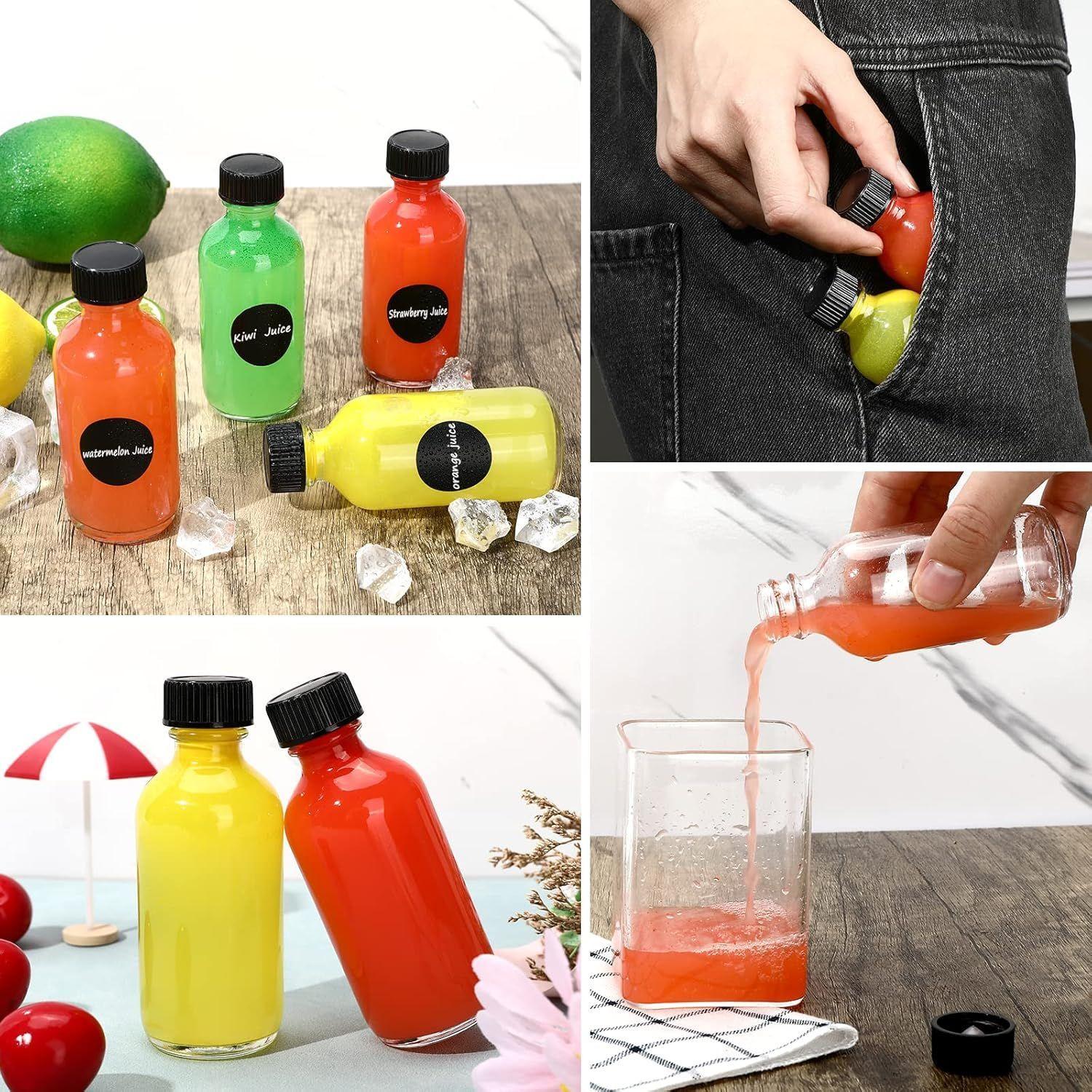 12 Botellas De Vidrio 60ml Para Shots De Bebidas + Etiquetas-5